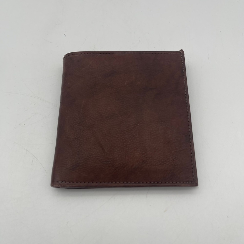 Handcrafted Genuine Leather Bifold Wallet Brown with ID Window Insert